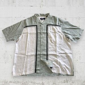 Nat Nast Camp Bowling Shirt 100% Silk Loop Collar American Fit Sz XXL Green